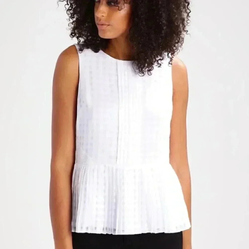 Banana Republic Sleeveless Pleated Crew Peplum Blouse Top Size 2